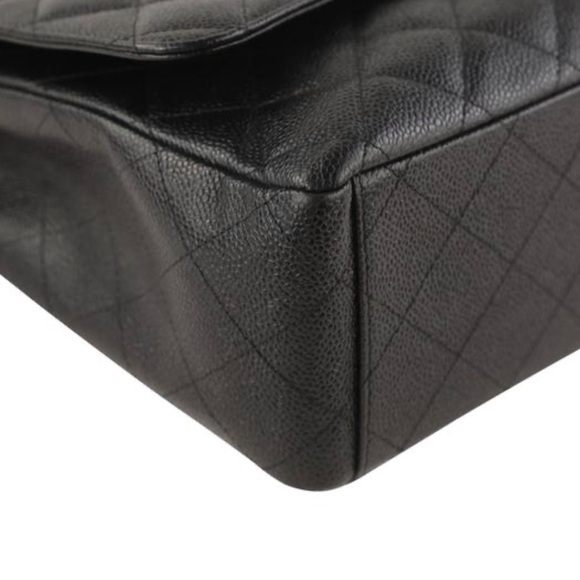 Double Flap Classic Maxi Black Leather Shoulder Bag - Picture 6 of 11